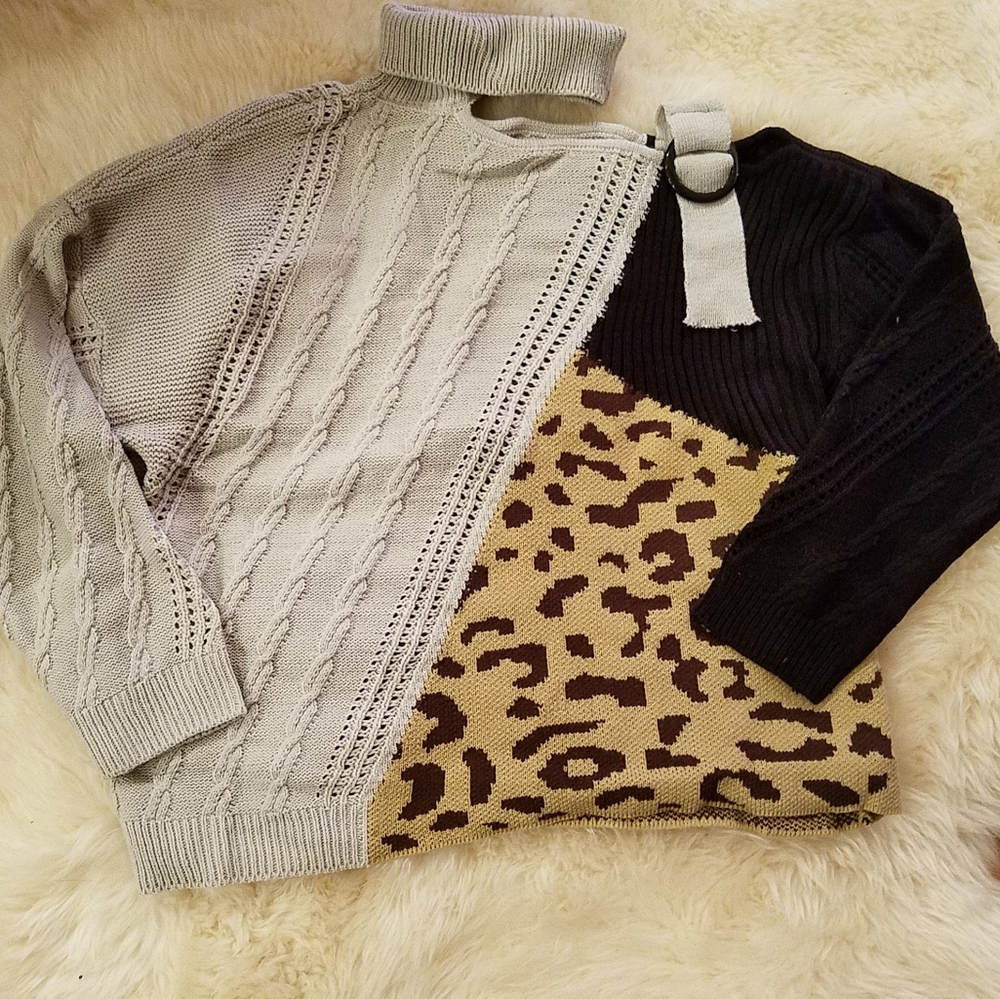 Leopard Cove Patchwork Sweater - Picture 2 of 5
